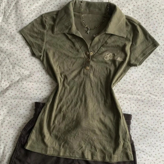 Vintage Polo Collar Short Sleeve Tee