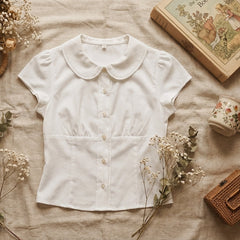 Aesthetic Doll Collar Short Sleeve Blouse - fairypeony