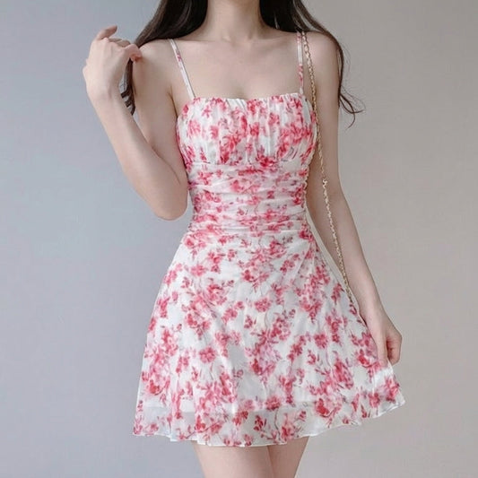 Floral Print Floral Sling Mini Dress