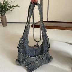 Y2K Belt Denim Shoulder Bag