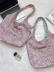 Korean Retro Leopard Print Suede Tote Bag