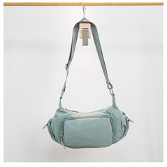 Vintage Solid Color Multi Pocket Casual Shoulder Bag