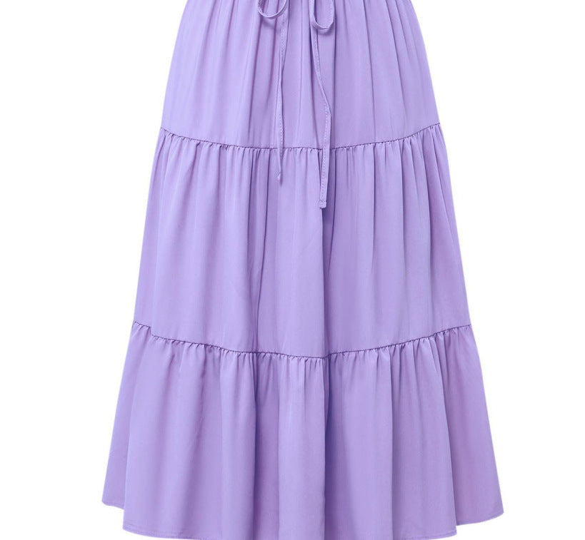 Solid Color Splicing Pleated Pocket Skirt - fairypeony