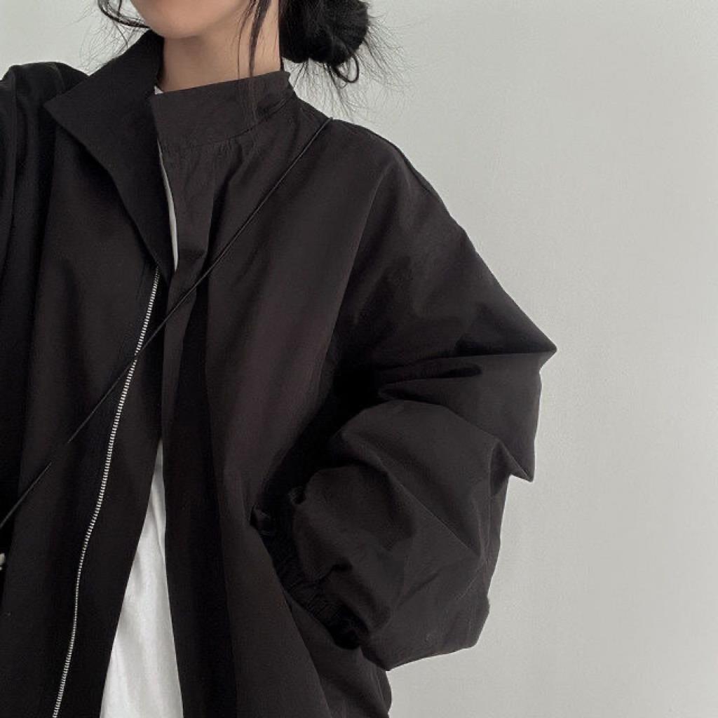 Women's Loose Fit Baseball Jacket – Korean Style Zip-Up Streetwear Coat - fairypeony