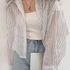 Vintage Striped Oversized Blouse