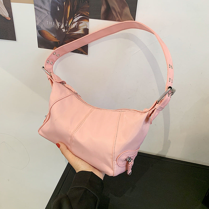Solid Color Y2K Motorcycle Shoulder Bag - fairypeony