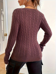 V-Neck Pullover Slim-Fit Knit Sweater