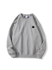 Solid Color Cartoon Print Oversized Sweatshirt