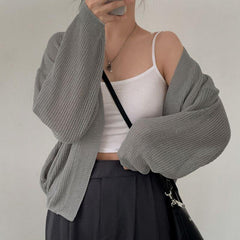 Solid Color Oversized Knitted Cardigan