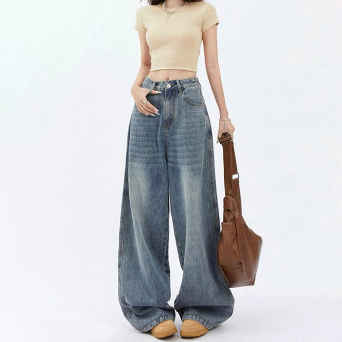 Vintage High Waist Light Wash Baggy Jeans - fairypeony