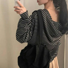 Vintage Striped Oversized Zip Up Hoodie