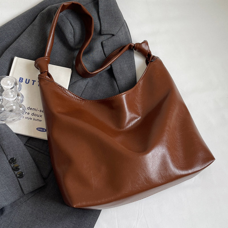 Large Capacity Pu Leather Shoulder Bag - fairypeony