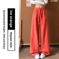 Curved Hem High-Waist Wide-Leg Sweatpants – Soft Cotton Blend Casual Trousers in Regular & Extended Length