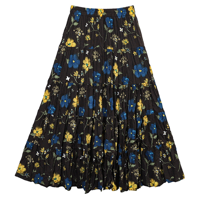 Casual Floral Umbrella Maxi Skirt - fairypeony
