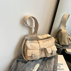 Vintage Pu Leather Buckled Shoulder Bag