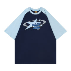 Star Graphic Raglan Short Sleeve Oversized Tee - fairypeony