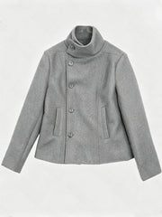 Korean style stand collar sweatshirt jacket in gray