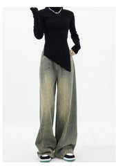 Vintage Wash Distressed Boyfriend Jeans - fairypeony