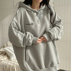 Solid Color Letter Print Oversized Hoodie