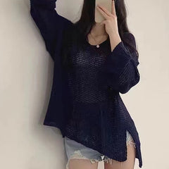 Vintage Thin Loose Long Sleeve Sweater