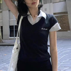 Polo Collar Fake Two Piece Short Sleeve Tee
