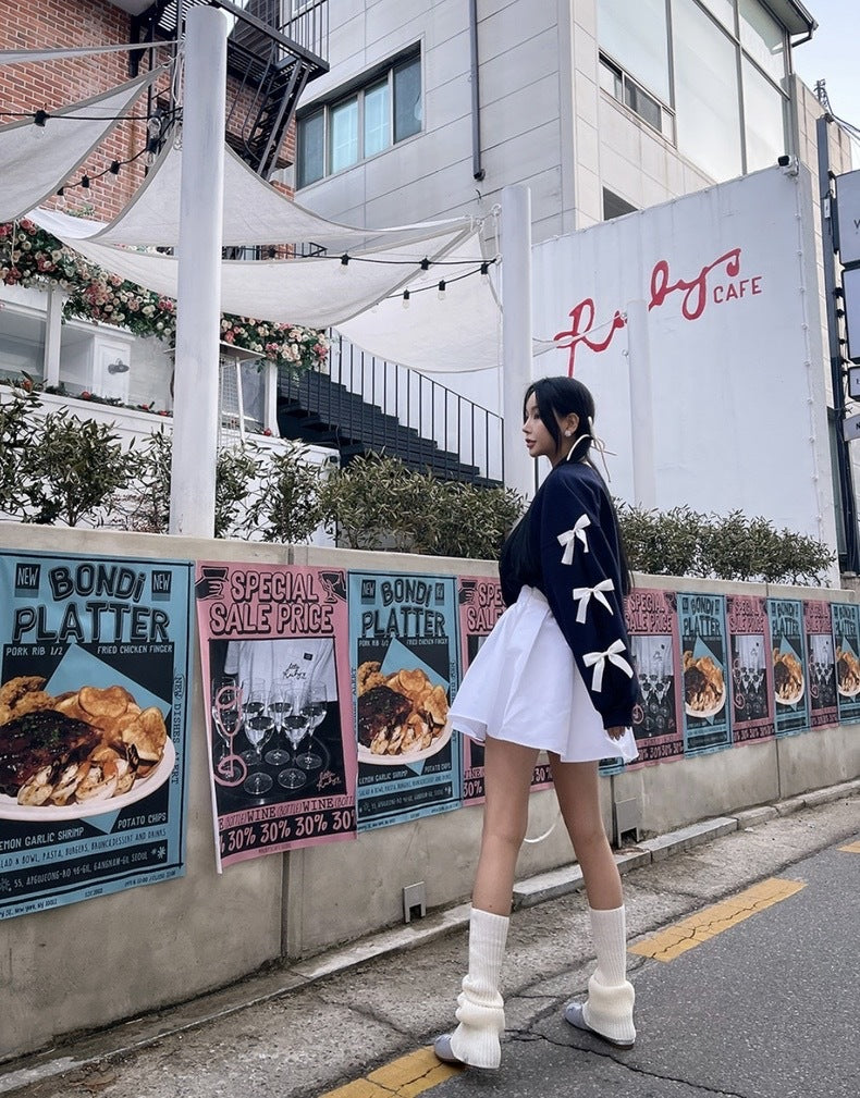 Spring New Women's Round Neck Loose Bow Sweater - fairypeony