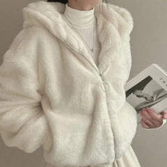 Oversized Fleece Hooded Jacket - fairypeony