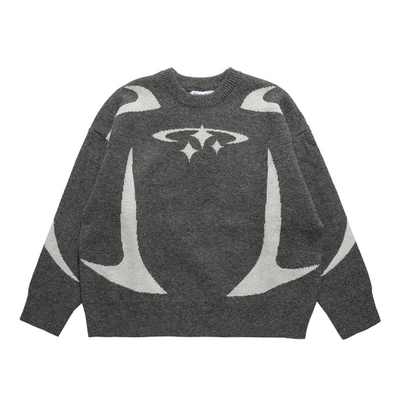 Star Jacquard Baggy Sweater - fairypeony
