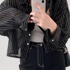 Vintage Striped Oversized Blouse