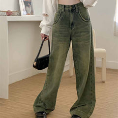Vintage Faded Wash Straight Leg Boyfriend Jeans - fairypeony