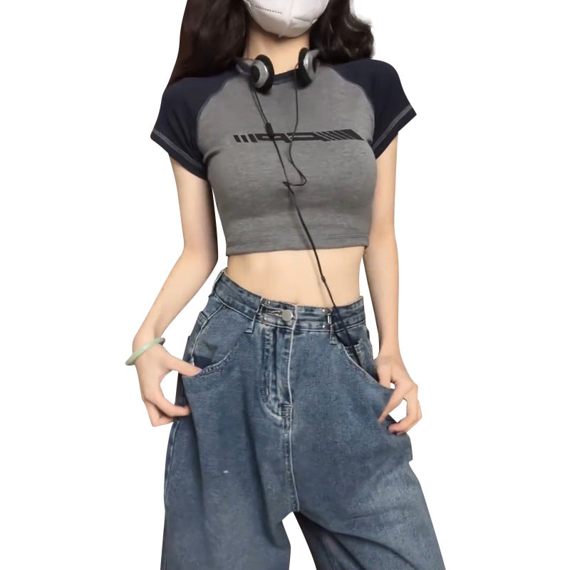 Vintage Raglan Short Sleeve Crop Top - fairypeony