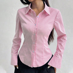 Vintage Striped Flare long sleeve Blouse