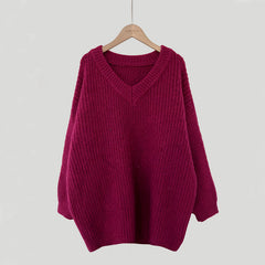Vintage V-Neck Knitted Oversized Sweater