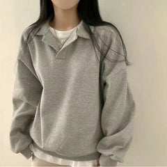 Velvet Stand Collar Sweatshirt