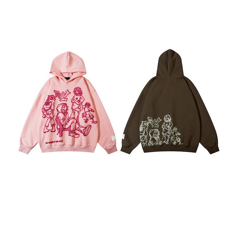 Pink Graffiti Couple Oversized Hoodie - fairypeony