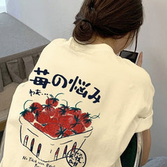 Strawberry Print Oversized T-shirt