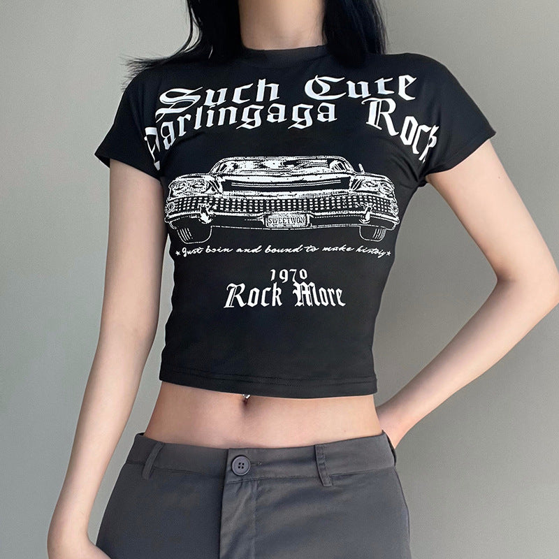 Vintage Print Short Sleeve Tee - fairypeony