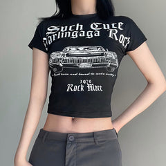 Vintage Print Short Sleeve Tee - fairypeony