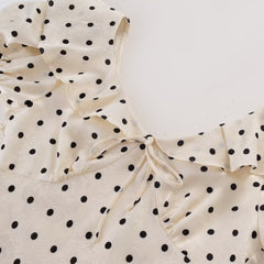 Polka Dot Puff Short Sleeve Maxi Dress