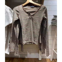Round-neck fitted women's long-sleeved T-shirt