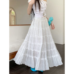 Aesthetic Ruffled Patchwork Maxi Skirt