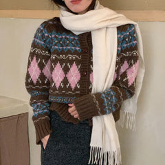Vintage Print Grandma Button Cardigan