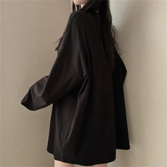 Letter Print Mid-length Long Sleeve Tee