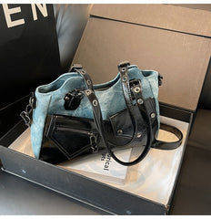 Vintage Double Pocket Y2K Pu Leather Crossbody Bag