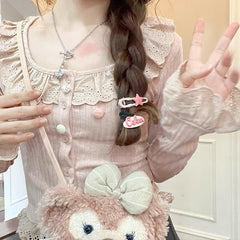 Ruffled Patchwork Lace Long Sleeve Top