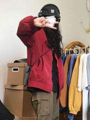 Letter Embroidery Oversized Bomber Jacket - fairypeony