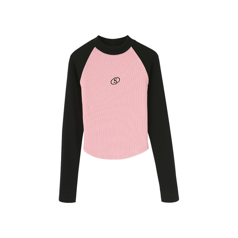 Logo Emroidered Raglan Long Sleeve Tee - fairypeony