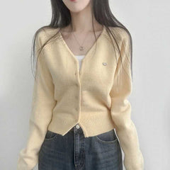 Solid Color Knit Cardigan – Halter Neck Extra-Long Sleeve Pullover
