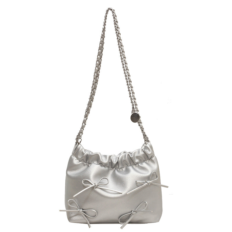 Coquette Bow Tie Leather Shoulder Bag - fairypeony