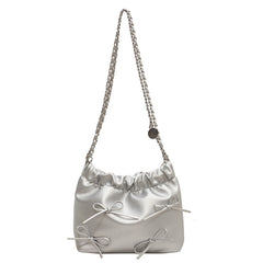 Coquette Bow Tie Leather Shoulder Bag - fairypeony